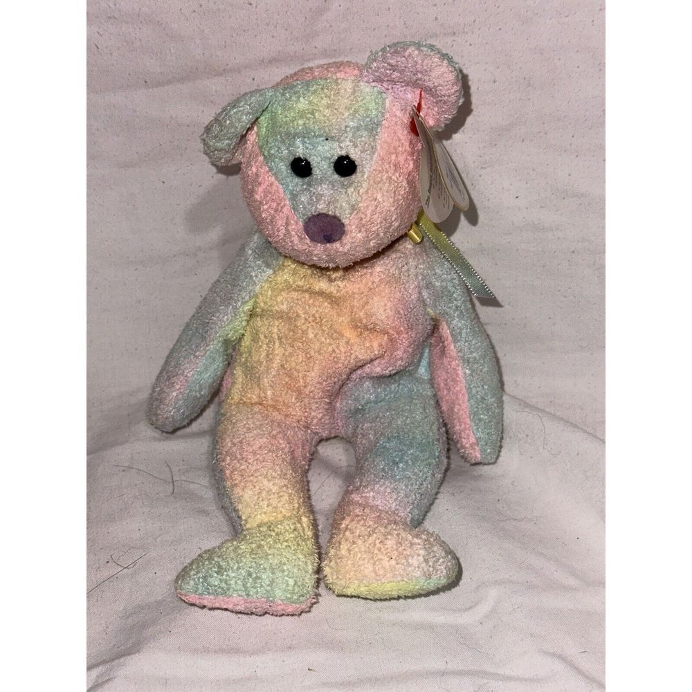 TY Beanie Baby GROOVY The Ty-Dyed Bear - Mint. Rare. Holographic Butt Tag